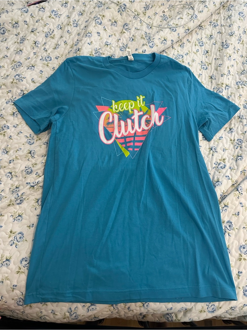Bella Canvas Teal Short Sleeve Graphic Tee with Neon Accent